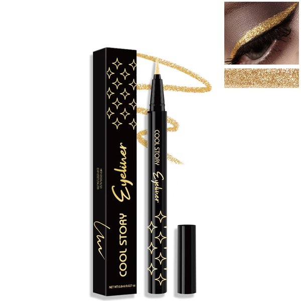 BEUKING Glitter Liquid Eyeliner, Pearlescent Sequins Diamond Ultra-Fine Tip Shining Eyeliner, Waterproof Long-Lasting Anti-Smudge, Highly Pigmented Eyeshadow Halloween Festival Sparkle Eye Makeup(2#)