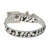 3/4" (20 mm) W Faux Zebra/Leopard Fur Rhinestone Dog Collar Size: M: 11"-13" Neck Color: White Zebra
