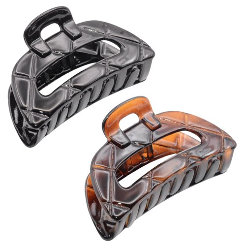 Parcelona French Elite Medium Cellulose Acetate Jaw Hair Claw Clips Durable Styling Women Hair Accessories Hair Clip for Girls (Tortoise Shell and Black)