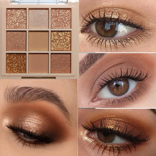 FLYEEO Eyeshadow Palette Makeup- 9 Colors Naked Eyeshadow Palette Matte Shimmer Korean Natural Eye Shadow palettes Highly Pigmented Naturing-Looking Long Lasting (#04)