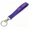Solid Poly Fabric Customed Wristlet Key Fob keychain with Personalized Monogrammed