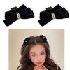 Small Velvet Hair Bow Claw Clips for Women Girls Pearl Hair Bows Claw Clips Black Bowknot Hair Claws Clips Bow Barrettes Hair Accessories for Women Pearls Bow Jaw Clips 2Pcs