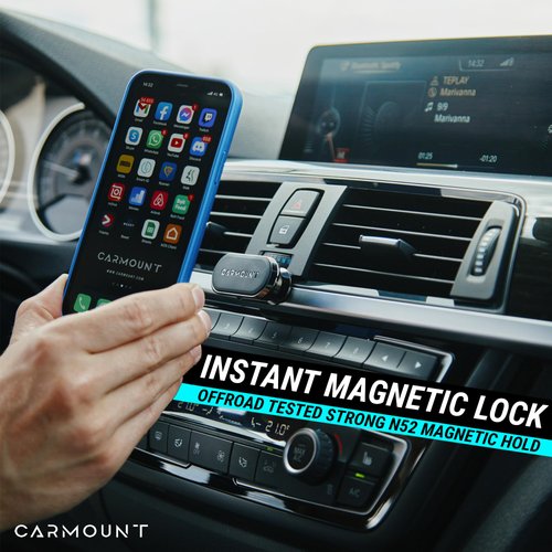 CARMOUNT 2 Pack F1 Magnetic Phone Holder for Car Dashboard – Phone Mount/Holder [2023 Upgraded] – Strong 8X N52 Magnets, Adjustable Easy Access 30° Tilt & 360° Rotation, Works with All Smartphones