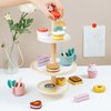 Wooden Dessert Cake Tea Party Set for Little Girls Toys, Pretend Play Kids Tea Set for Toddlers Wood Toys, Wooden Play Food Kitchen Accessories Sets for Kids (Dessert Tea)