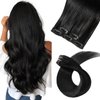 clip in Hair Extensions Natural Black Real Human Hair 22inch 30g 5pcs to add volume Remy Human Hair Extensions