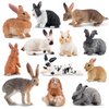 Toymany 12PCS Bunny Figures Toys for Kids, Easter Rabbit Figures Farm Animal Toy for Cake Toppers Party Favors for Toddlers