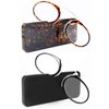 REAVEE 2 Pack Pinch Nose Clip on Reading Glasses Armless for Men Women, No Temple Slim Compact Readers Ultra Thin with Mini Portable Case, Black and Tortoise +2.5