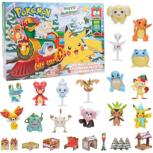 Pokémon NEW 2024 Holiday Advent Calendar w/ 24 Gifts - Christmas Playset for Kids - Officially Licensed - Includes 2" Pikachu, Bulbasaur, Charmander & More - 16 Toy Figures & 8 Christmas Accessories - Stocking Stuffer for Boys, Girls 4+