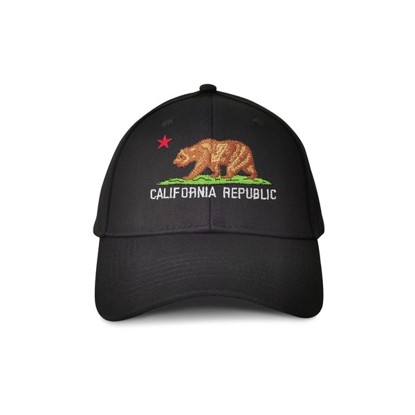 Hepandy California Cali Bear Flag Embroidered Baseball Caps for Women Men Girl, Adjustable Cotton Black Dad Hat Snapback Trucker Hat
