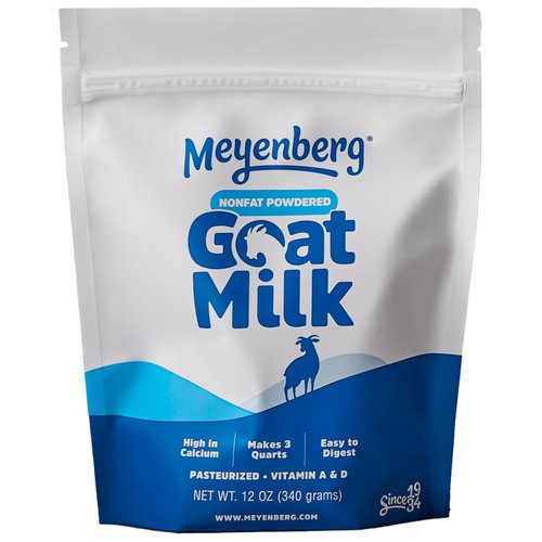 Meyenberg Nonfat Powdered Goat Milk, Resealable Pouch, Vitamin D, Gluten Free, Keto, Kosher, 12 Fl Oz (Pack of 1)