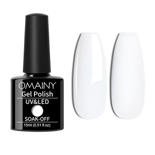Omainy Gel Nail Polish White,1PCS 15ML White Nail Polsih Soak Off White Gel Polish Nail Art Manicure Salon DIY Nail Uv Lamp Gel Nail Design Decoration at Home 0.5 OZ