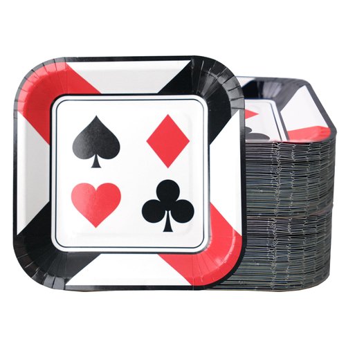 SENONAPO 120 Pcs Casino Party Supplies 7'' Poker Party Paper Plates Las Party Decorations for Poker Card Playing Club Casino Night Poker Game Theme Casino Birthday Party Decor