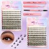 BTLLSSH Lash Extension Kit DIY 240pcs Lash Clusters Eyelash Extension Kit Individual Lashes Kit with Lash Bond & Seal Remover Lash Tweezers for Self Use (003C-0.31-0.63INCH-WovenStyle)