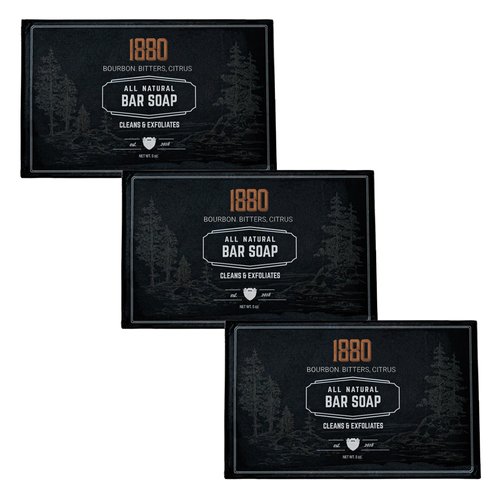 Live Bearded: All-Natural Bar Soap For Men, 3-Pack of 5 oz. Bars, Made in the USA, Exfoliates, Moisturizes - Bamboo Charcoal, Pumice, Coconut, Avocado, and Argan Oils - 1880 Scent