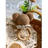 Ylsteed Wooden Baby Rattle Crochet Baby Rattle Stuffed Baby Doll Shaker Toy with Wooden Baby Crochet Bear Rattle Toy Natural Knitted Stuffed Animals for Babies Baby Shower Gift