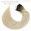 Lacer Human Hair Tape in Extensions Darkest Brown to Platinum Blonde Tape in Hair Extensions Human Hair 24 Inch 20pcs 50g Tape Hair Extensions Straight Seamless Skin Weft Real Human Hair