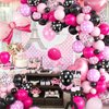 Pink Black Balloon Arch Kit, Mini Mouse Balloon Arch Kit, Pink and Black Polka Dot Balloons Mini Mouse Theme Party Decorations, Mini Balloon Arch for Girls Birthday Party Mini Mouse Party Supplies