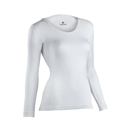 Indera Women's Combed Cotton Raschel Knit Thermal Underwear Top, White, 2X