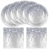 50 Pcs Silver Glitter Disposable Party Plates and Napkins Glitter Diamonds Happy Birthday Party Supplies for 25 Guests Table Decorations for Wedding Silver Birthday Decorations Paper Plates Napkins