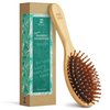 Bamboo Bristle Hair Brush for Women, Men, Kids; Dry and Wet Detangling Hair Brush Gently Enhances Shine, Smooths Frizz and Prevents Breakage in Fine and Straight, Thick and Curly Hair (oval)
