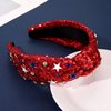NVENF 4th of July Headbands, American Flag Star Headband Pearl Crystal Rhinestone Knotted Headbands Patriotic 4th of July Accessories Outfits for Women Holiday Gifts (American Flag 10)