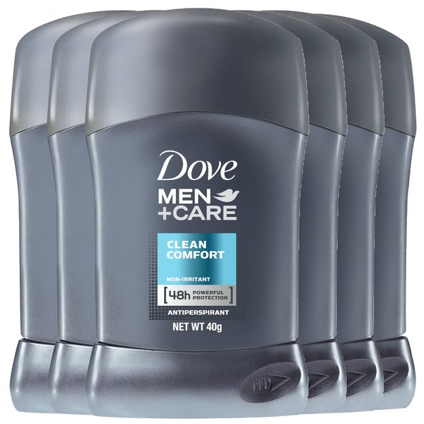 Dove Men+Care Clean Comfort Antiperspirant Stick, 48 Hour Powerful Protection, 1.7 Ounce (Pack of 6)