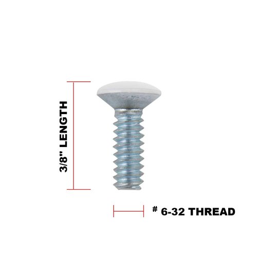 Henne Bery 3/8" Long 6-32 Thread, Oval Head Milled Slot Replacement Wall Plate Screws, 30 Pack, White