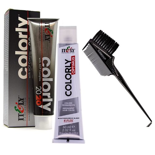 It&ly Colorly Optimus (formerly Colorly 2020) Italy Permanent Hair Color Dye Haircolor (w/Sleek 3-in-1 Brush Comb) Itely Italian Beauty, 100% Grey Coverage (4N Medium Brown)