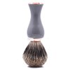 Parker Safety Razor 3-Band Pure Badger Shave Brush with Stand – Extra Dense Bristles – Deluxe Gray and Rose Gold Handle –Shaving Brush for Men & Women