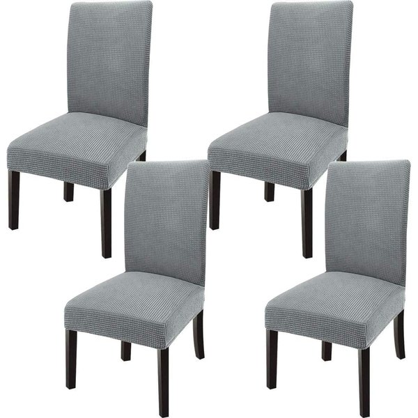 GoodtoU Chair Covers for Dining Room Set of 4, Stretch Parson Chair Slipcover Removable Washable Chair Protector for Home/Restaurant/Banquet,Funda para Sillas de Comedor(Light Gray, Set of 4)