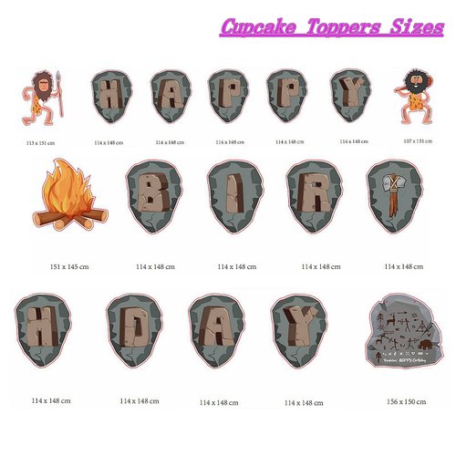 Fun Caveman Themed Happy Birthday Banner Prehistoric Man Birthday Banner Old Stone Age Cavern Fresco Birthday Party Decorations for Kids Girls Boys Birthday Party Baby Shower Party Supplies