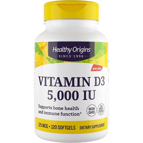 Healthy Origins Vitamin D3 (Lanolin) 5,000 IU - Bone Health and Immune Support Supplement - Easil...