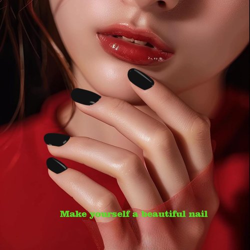 FQV Nail Gel Polish,15ml Black Color Gel Nail Polish for Long Lasting Smooth Surface UV Light Nails for Home DIY Gel Nail Polish with Fine Brush for Smooth & Stunning Nails