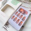 24Pcs Almond Halloween Press on Nails Medium Fake Nails Glossy Orange Halloween Acrylic Nails Full Cover Spider Web Glue on Halloween Nails Medium Stick on Nails for Women Halloween Day Manicure