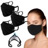 WITHMOONS 3 Pack Face Mask Cloth Reusable Washable Cover Triple Layer Shield Nose Bridge EU0308 Black