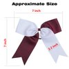 Cheerleading Bow Jumbo Cheer Bows 12 Pcs 7 Inch Ponytail Holder Cheerleader Bows Hair Tie (Maroon/White)