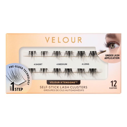 Velour-Xtensions™ Self-Stick Lash Clusters | Self Adhesive Eyelashes | Includes 12 Eyelash Clusters | Comfortable & Lightweight Lash Extension Clusters (Spiky Chic)