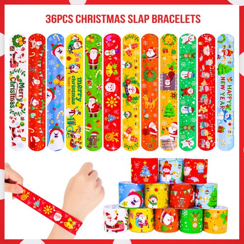 MGparty 72pcs Christmas Slap Bracelets Silicone Bracelets Bulk Party Favors Toys for Kids Xmas Party Favors Christmas Stocking Stuffers Gifts Goodie Bag Stuffers