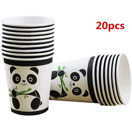 40 Pcs Black White Panda Party Supplies, Panda Disposable Tableware Set with Panda Plates Cups for Kids Baby Shower Birthday Decorations,for 20 guest