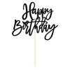 1 PCS Happy Birthday Cake Topper Glitter Happy Birthday Cake Pick for Celebrating Happy Birthday Anniversary Theme Party Cake Decorations Supplies Black