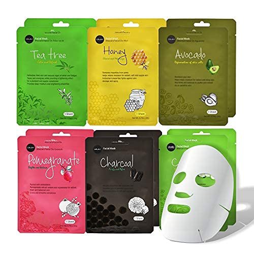 celavi Essence Facial Face Mask Paper Sheet Korea Skin Care Moisturizing 12 Pack (Mix - 2 of Each)
