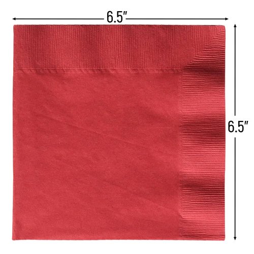 2-Ply Luncheon Napkins Party Tableware, 480 Ct., 6 1/2" x 6 1/2" Apple Red