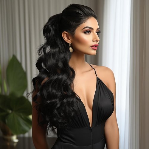Body Wave Ponytail Extension|Synthetic Ponytail Extension for Black Women|Curly Hair Extensions Ponytail 24 Inch-Black