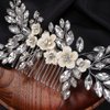 BERYUAN Bridal White Flower Silver Crystal Rhinestone Hair Comb for Bride Bridesmaid Sliding side Headpieces Wedding Hair Accessories for Women and Girls (Silver)