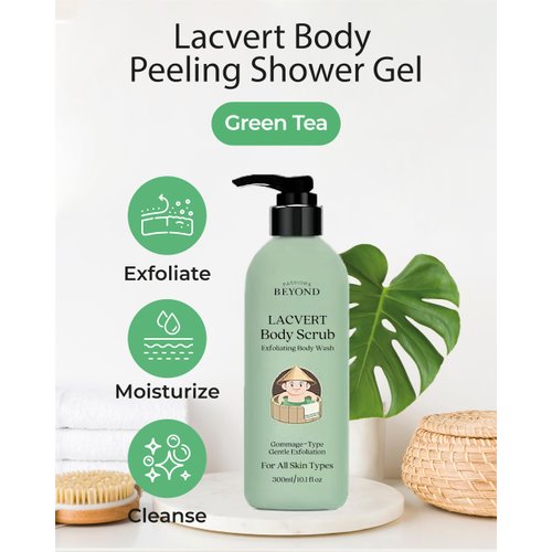 Christmas Gifts BEYOND Lacvert Body Scrub Peeling Gel (Green Tea, 10.1fl oz) - Body Wash & Shower Gel for Gentle Exfoliation & Home Spa. Korean Daily Skin Care. Gommage-Type for Smooth,
