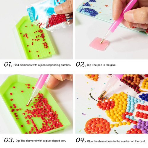 KXCOFTXI Diamond Painting Birthday Cards, DIY Diamond Painting Kits Greeting Cards for Kids and Adults, Diamond Painting Christmas cards 6 Pack