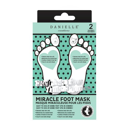 Danielle Creations Miracle Nourishing Smoothing Foot Mask Infused with Shea Butter and Green Tea Extract, 2 Treatments