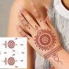 XMASIR Henna Temporary Tattoo Stickers, 12 Pair Hands Tattoo Brown Body Art Stickers Waterproof Fake Tattoos for Girls Women Party Decor (Brown)