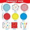 Justforjoyful 96Pcs Carnival Party Supplies Circus Theme Plates Napkins Tableware Set Red Blue Carnival Party Decorations Dinnerware for Kids Birthday Baby Shower Circus Party Favors Serves 24 Guests