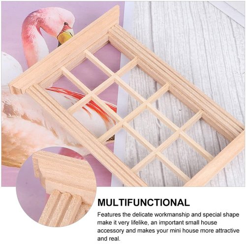DOITOOL 2PCS Dollhouse Windows 1 12 Scale Wooden Dollhouse Window Frame, Dollhouse Furniture Miniature Window Frames for 1 12 Doll House Furniture Accessories